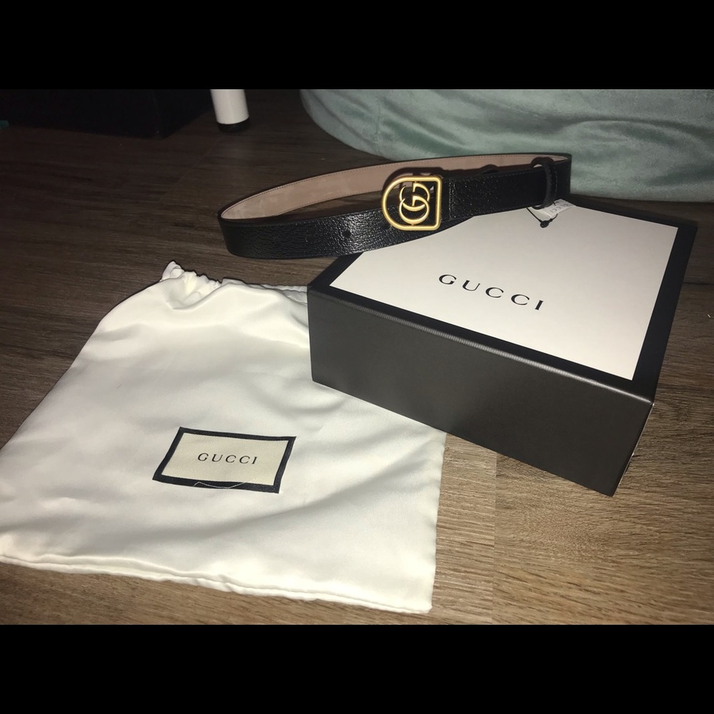 Gucci Leather Belt with Framed Double G